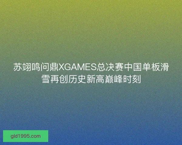 苏翊鸣问鼎XGAMES总决赛中国单板滑雪再创历史新高巅峰时刻
