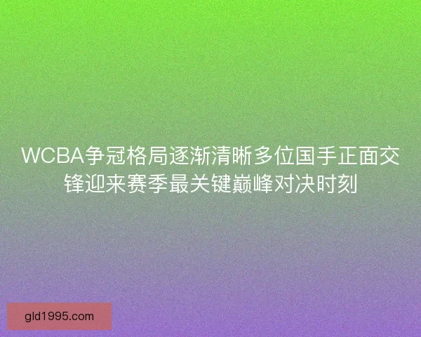 WCBA争冠格局逐渐清晰多位国手正面交锋迎来赛季最关键巅峰对决时刻