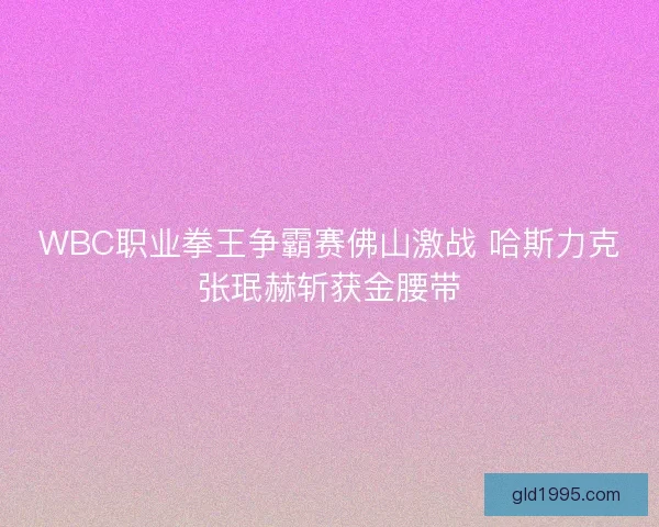 WBC职业拳王争霸赛佛山激战 哈斯力克张珉赫斩获金腰带